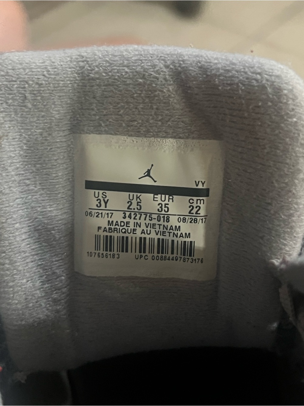 Jordan Youth Shoe in Gray and White